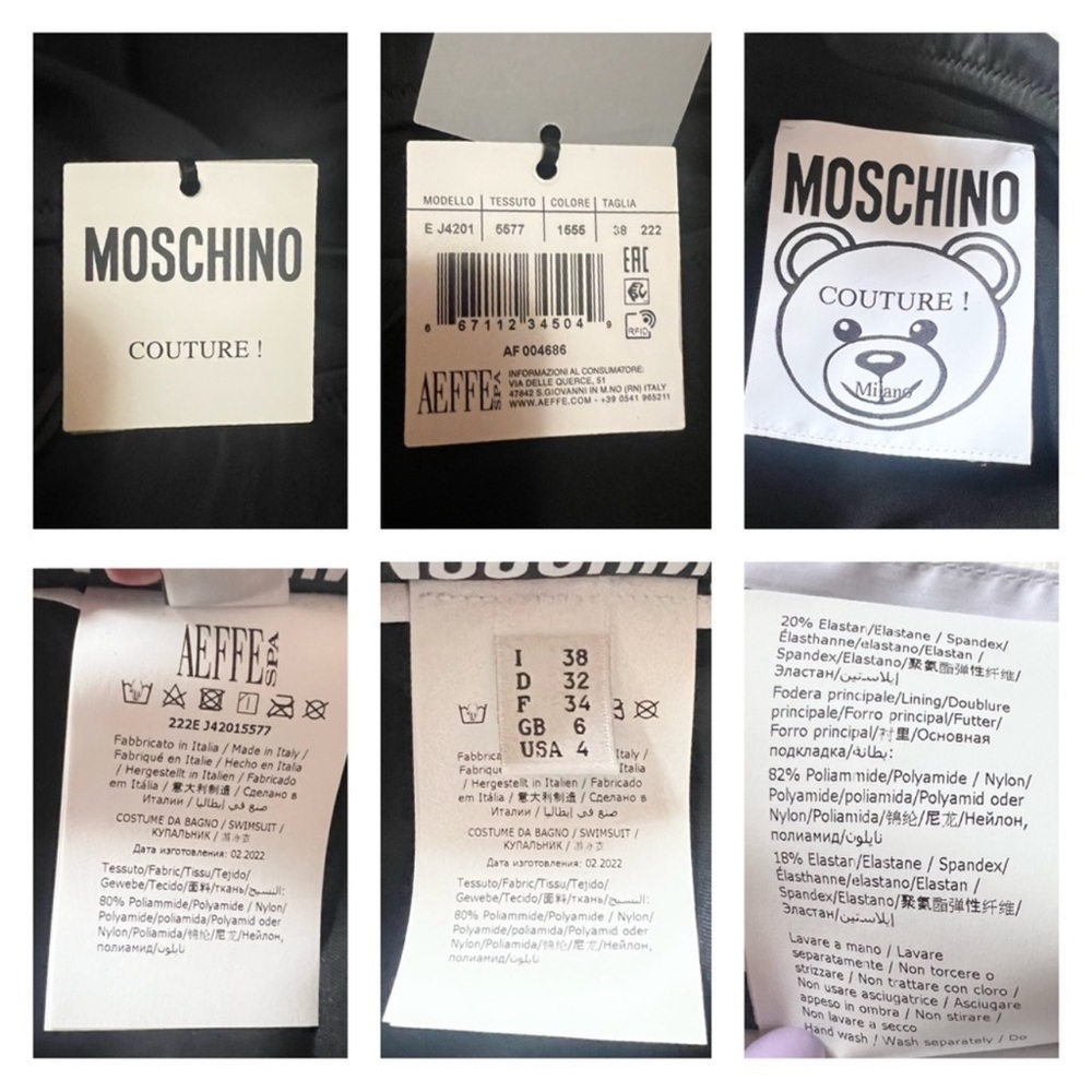 New! MOSCHINO Couture Bear Toy Logo Embroidered One-Piece Swimsuit - Picture 7 of 7